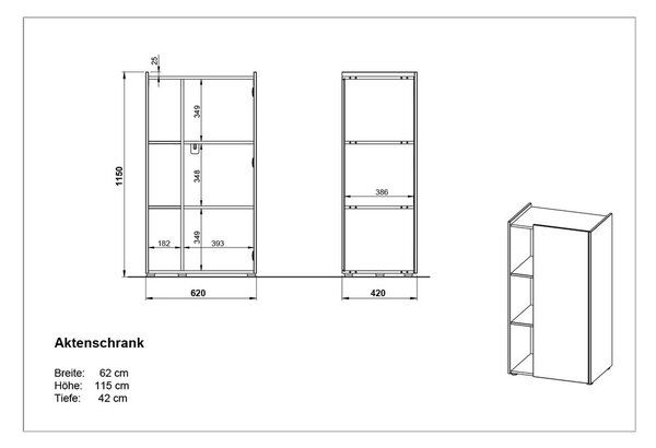 Тъмно сив шкаф за книги в дъб 62x115 cm Austin - Germania