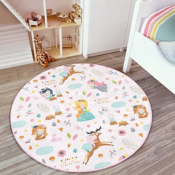 Светлорозов детски килим ø 80 cm Comfort - Mila Home