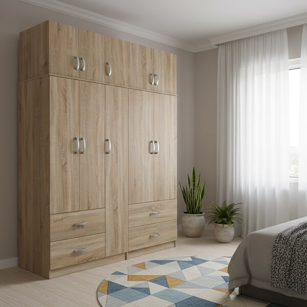 Гардероб с 5 врати, Athos V24, дъб, 170x42x240 см