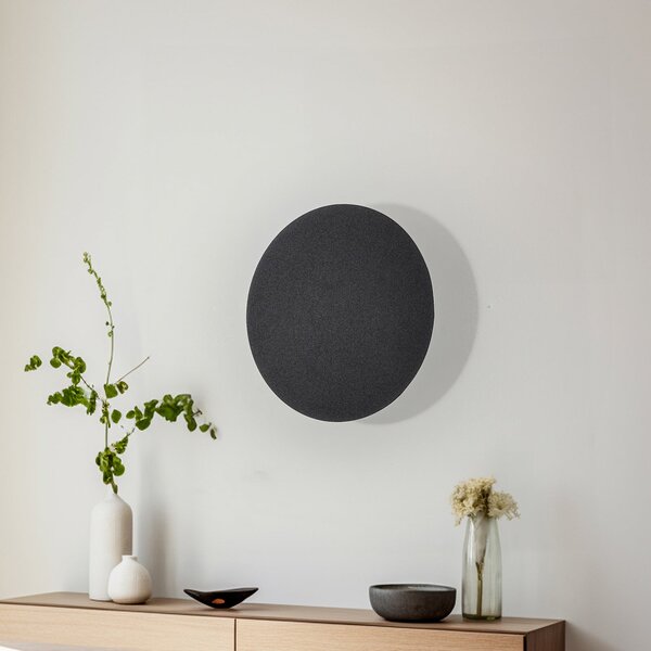 TK Lighting Стенна лампа Lunia New, черна, Ø 30 cm, Затъмняване, Черен, Дневна/трапезария, Метал