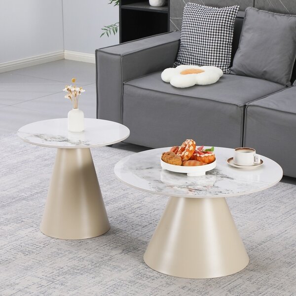 Комплект от 2 масички за кафе, Duoma, Pako, Cappuccino 70x70x40,5 см