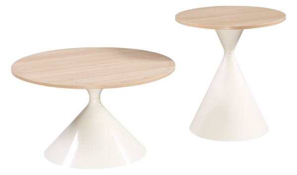 Set masute de cafea, 2 buc, Hemena, Pako, Alb 70x70x40 cm
