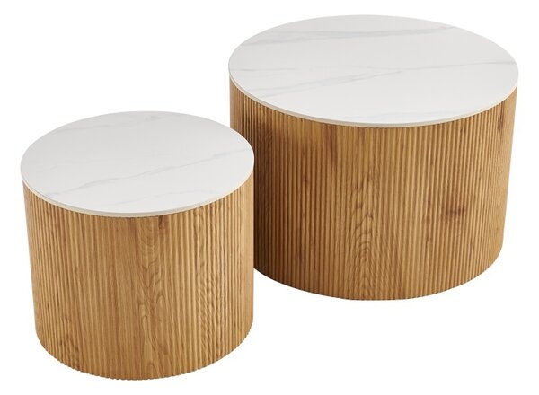 Set masute de cafea, 2 buc, Nelba, Pako, Alb 70x70x50 cm