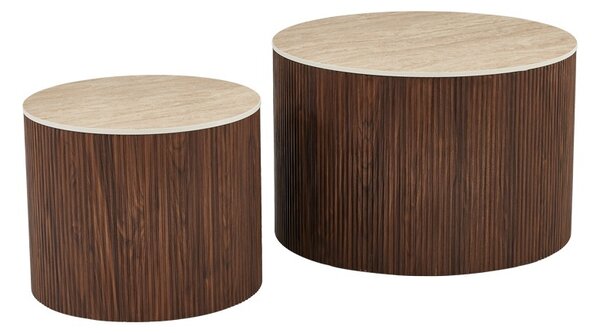 Set masute de cafea, 2 buc, Nelba, Pako, Bej 70x70x50 cm