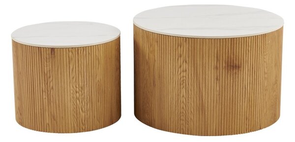 Set masute de cafea, 2 buc, Nelba, Pako, Alb 70x70x50 cm