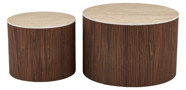 Set masute de cafea, 2 buc, Nelba, Pako, Bej 70x70x50 cm