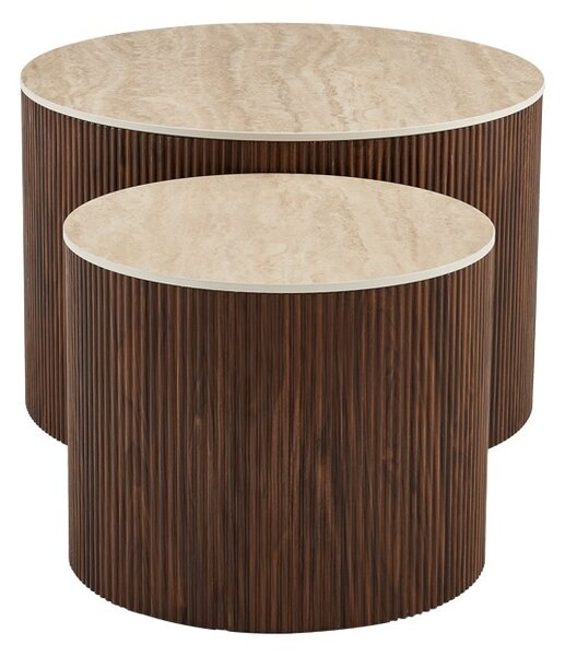 Set masute de cafea, 2 buc, Nelba, Pako, Bej 70x70x50 cm
