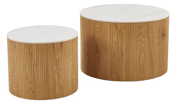 Set masute de cafea, 2 buc, Nelba, Pako, Alb 70x70x50 cm
