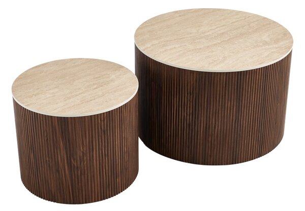 Set masute de cafea, 2 buc, Nelba, Pako, Bej 70x70x50 cm