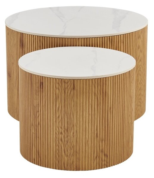 Set masute de cafea, 2 buc, Nelba, Pako, Alb 70x70x50 cm