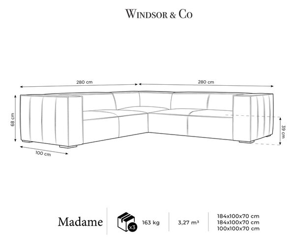 Ъглов диван от кафява кожа (променлива) Madame - Windsor & Co Sofas