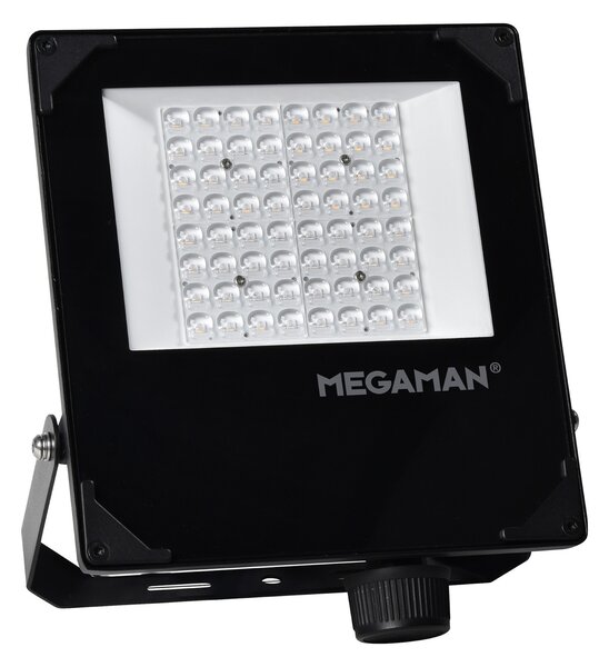 MEGAMAN LED прожектор за външно осветление Hugo, 50 W, 3000 K, IP66, Черен, Алуминий