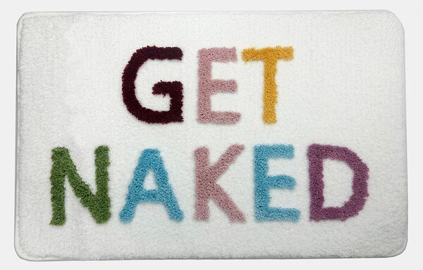 Sinsay - Постелка за баня с надпис GET NAKED - кремав