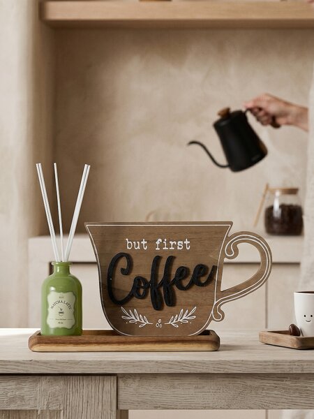 Sinsay - Стояща декорация във форма на чаша с надпис Coffee - бежово