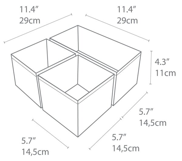 Комплект от 3 сиви органайзера за чекмеджета - Bigso Box of Sweden