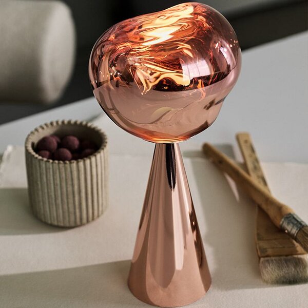 Tom Dixon LED настолна лампа с акумулатор Melt, меден цвят, височина 29 cm, Затъмняване, Мед, Пластмаса, Дизайн
