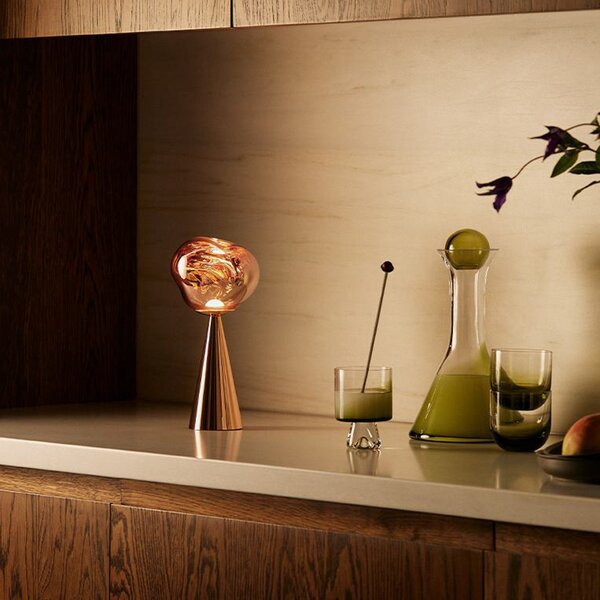 Tom Dixon LED настолна лампа с акумулатор Melt, меден цвят, височина 29 cm, Затъмняване, Мед, Пластмаса, Дизайн