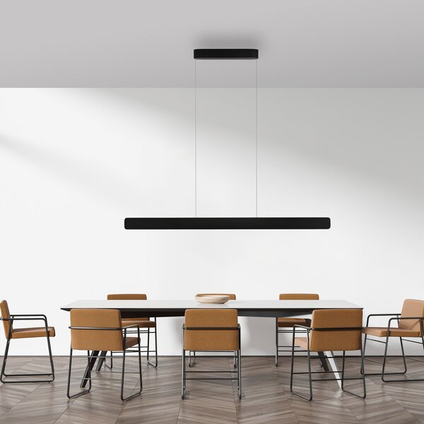 Paul Neuhaus LED висяща лампа Q-Stretto, черна, 120 см, Затъмняване, Черен, Дневна/трапезария, Метал, Модерен