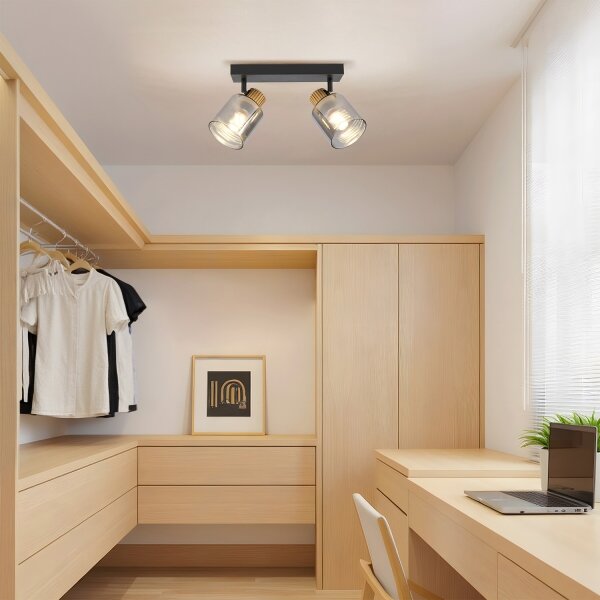 Brilagi - Точково осветително тяло HYGGE 2xE14/15W/230V черно/опушено