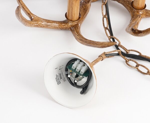 Brilagi - Полилей на верига DEER 6×E14/10W/230V, Ø 70 см, с еленови рога