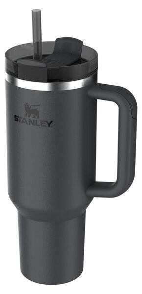 Черен термос със сламка от неръждаема стомана 1,18 l Quencher H2.0 FlowState Tumbler Black – Stanley