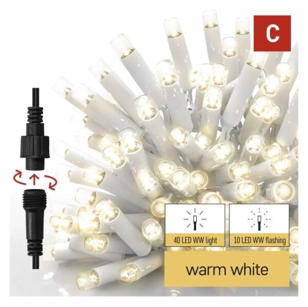 LED външна гирлянда 50xLED/3x0,4m IP44 топло бяло