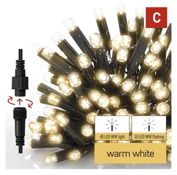 LED външен гирлянд 50xLED/3x0,4m IP44 топла бяла