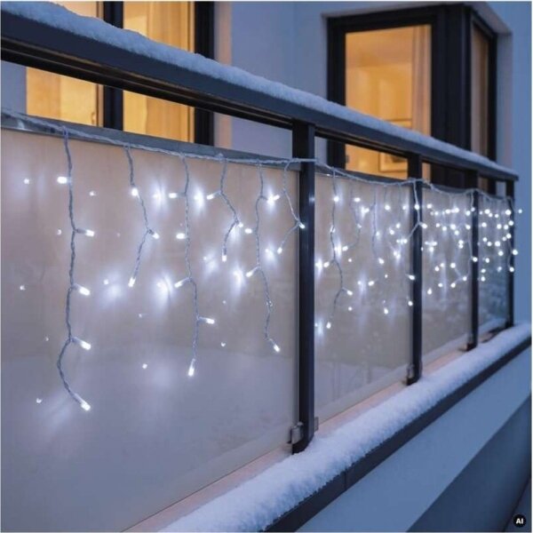 LED външна гирлянда 50xLED/3x0,4m IP44 студено бяла