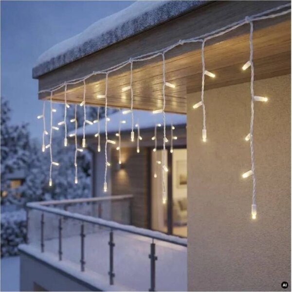 LED външна гирлянда 50xLED/3x0,4m IP44 топло бяло