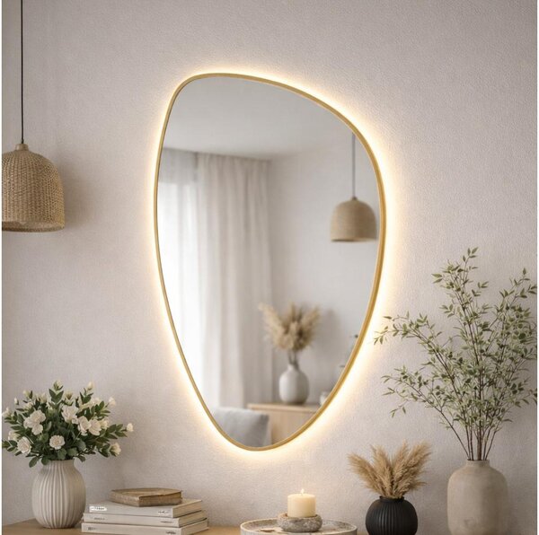 Baltica Design- LED огледало с подсветка STONE FLUID 15W/230V 2700K 92x55 cm IP65 златист