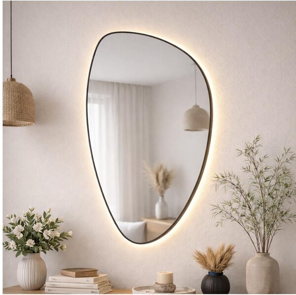 Baltica Design-LED Огледало с подсветка STONE FLUID 15W/230V 2700K 92x55 cm IP65 черно