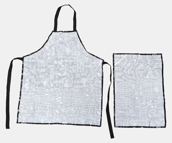Sinsay - Комплект: кухненска престилка и кърпа с кулинарен мотив 2 pack - черeн