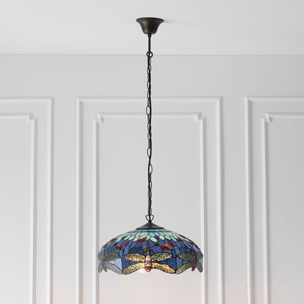 Endon 64080 - Полилей на верига Tiffany DRAGONFLY 3xE27/60W/230V Ø 41 cm
