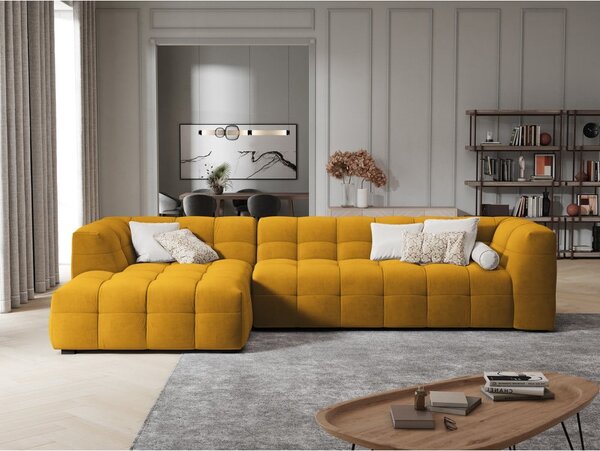 Ъглов диван от жълто кадифе , ляв ъгъл Vesta - Windsor & Co Sofas