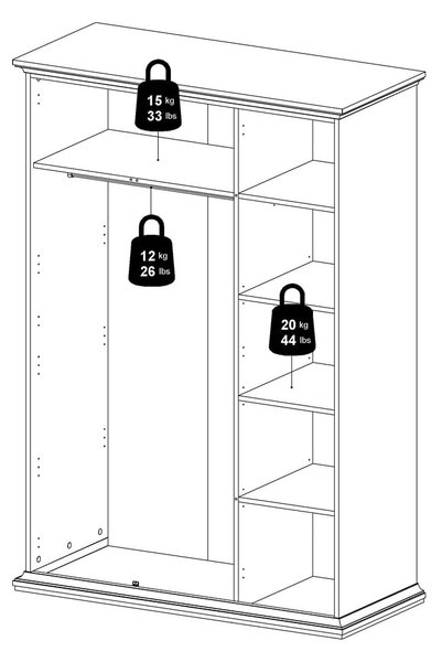 Бял гардероб 139x201 cm Paris – Tvilum