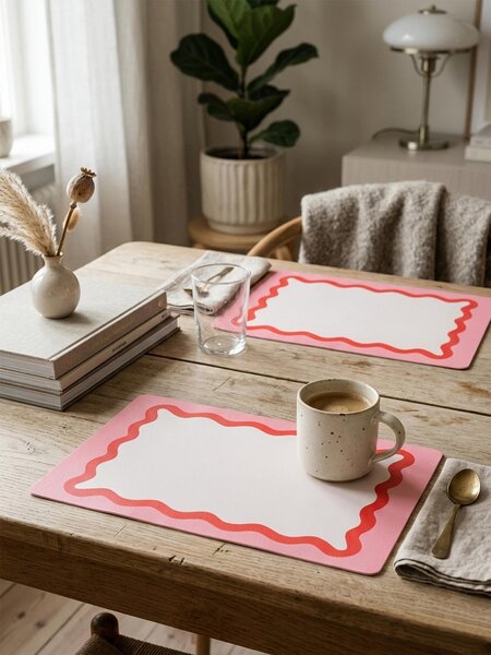 Sinsay - Подложки за маса с вълнообразен десен 2 pack - червeн
