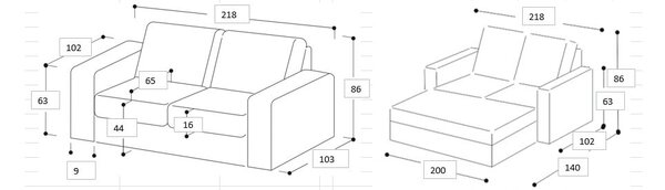 Сив разтегателен диван 218 cm Resmo - Scandic