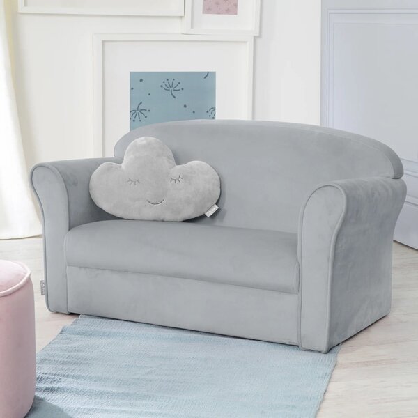 Светлосиво кадифено детско канапе 78 cm Lil Sofa - Roba