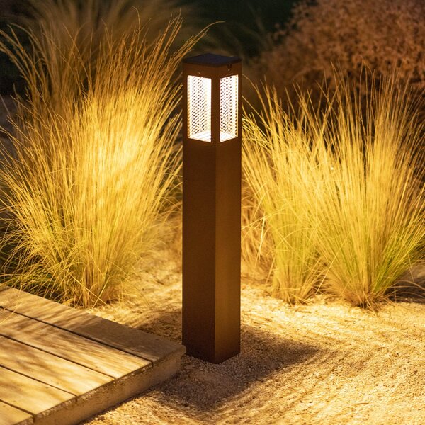 Les Jardins LED слънчева светлина за пътека Tradition Sensor Corten 90cm, Затъмняване, Кафяв / ръждив, Метал, Модерен, Соларно осветление