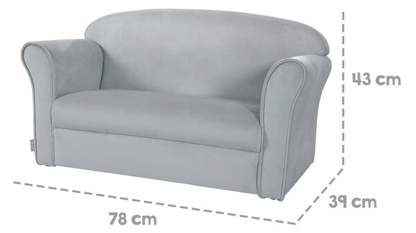 Светлосиво кадифено детско канапе 78 cm Lil Sofa - Roba