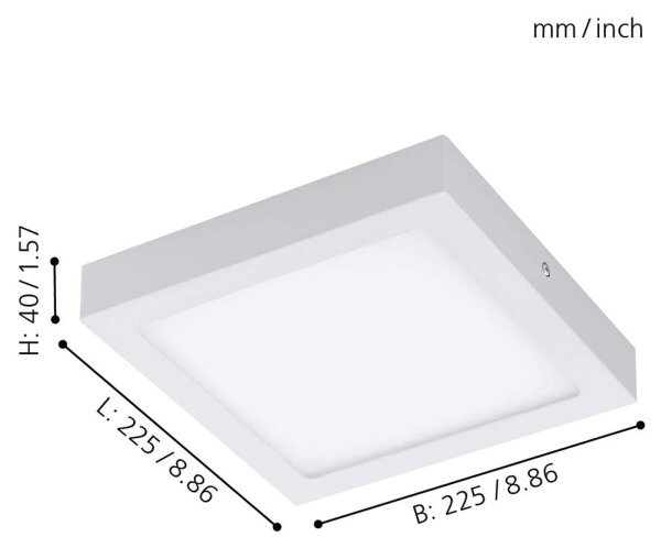 Eglo 33316 - LED RGBW димируемо таванно осветително тяло FUEVA-C LED/15,6W/230V 22,5x22,5cm бяло