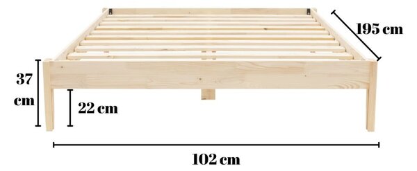 Единично легло от масивен смърч с включена подматрачна рамка в естествен цвят 90x200 cm Galaksi – Kalune Design