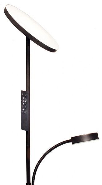 LED димируема подова лампа NORA LED/25W/230V 2200/3000/4000K + LED/5W 3000K черна + дистанционно управление
