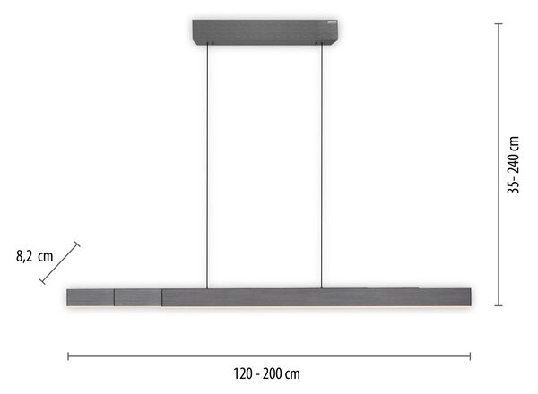 PURE LED висящо осветление Moto-Rise, сиво, алуминий, CCT