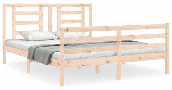 VidaXL Рамка за легло с табла 5FT King Size масивно дърво