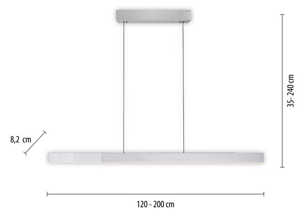 PURE LED висящо осветление Moto-Rise, сребро, алуминий CCT