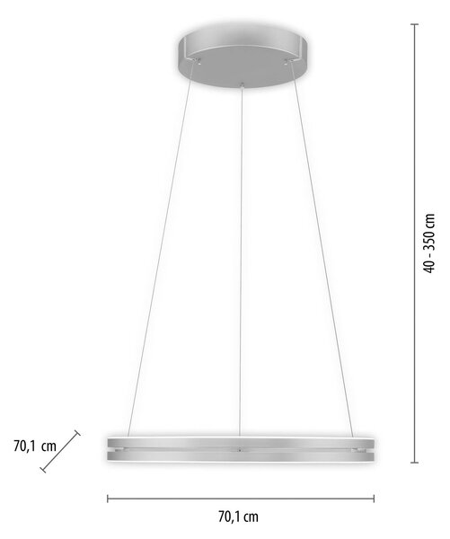 PURE LED висящо осветление E-Loop алуминий Ø 70 cm Алуминий CCT