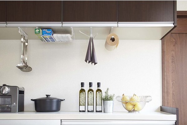 Yamazaki White Hanging Kitchen Towel Holder Tower - YAMAZAKI