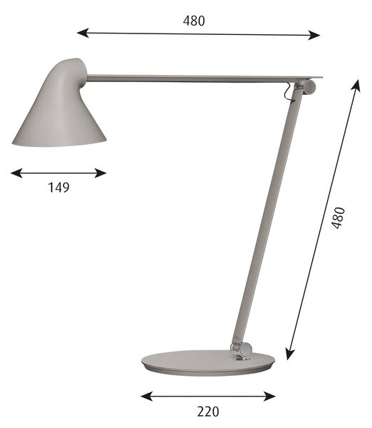 Основа за настолна лампа Louis Poulsen NJP 2 700 K светлосиво