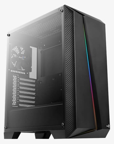 Кутия за настолен компютър Aerocool Cylon Pro RGB прозрачен панел от закалено стъкло CYLON-PRO-G-BK-V2 - черна